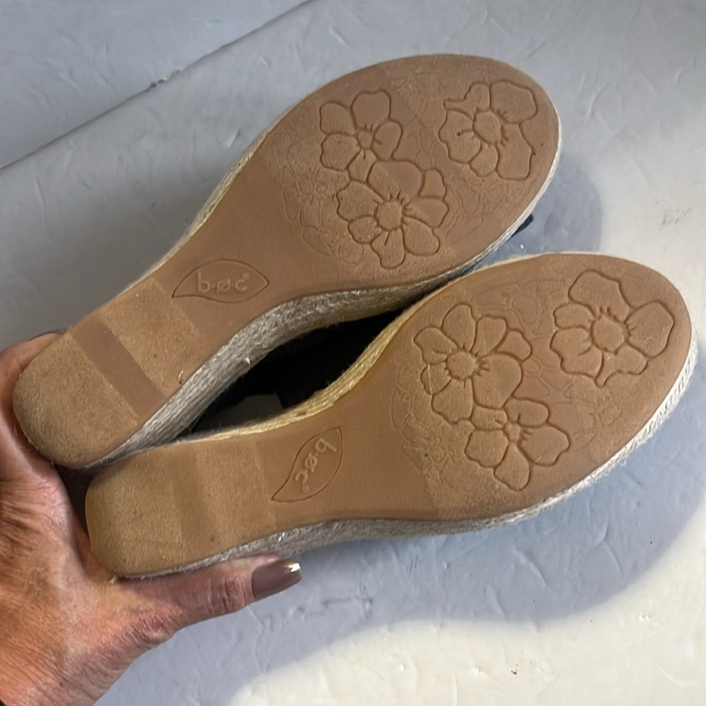 B.O.C. open toe denim wedge sling back sandals - Picture 8 of 10